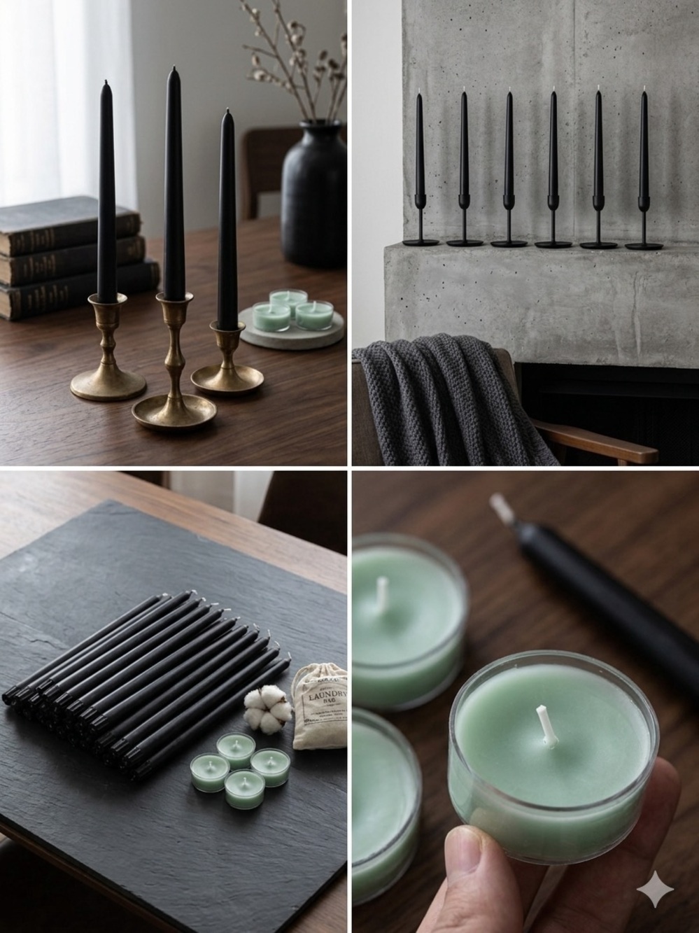 HYOOLA & YIHANG Black Taper and Fresh Cotton Tealight Lot 46pc OS